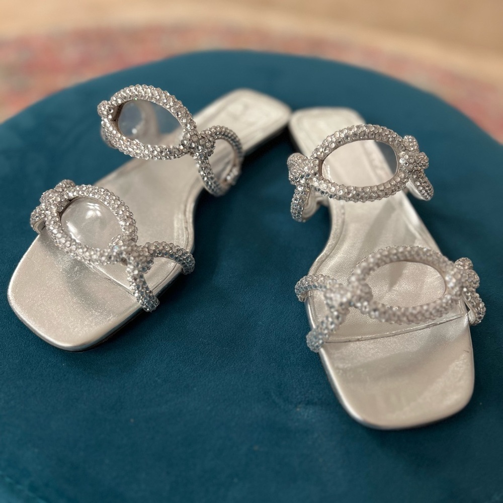 Valentino Gravani silver chain 1967 embellishment sandals 36.5
